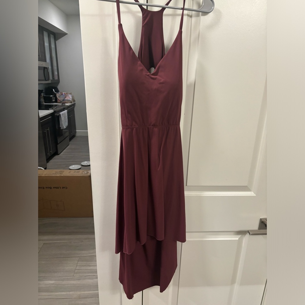 Elegant High Low Dress in Rich Burgundy